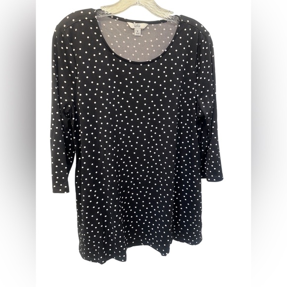 Croft & Barrow Polka Dot Black & White Women's Blouse Side Pockets Top Size M - Picture 1 of 11